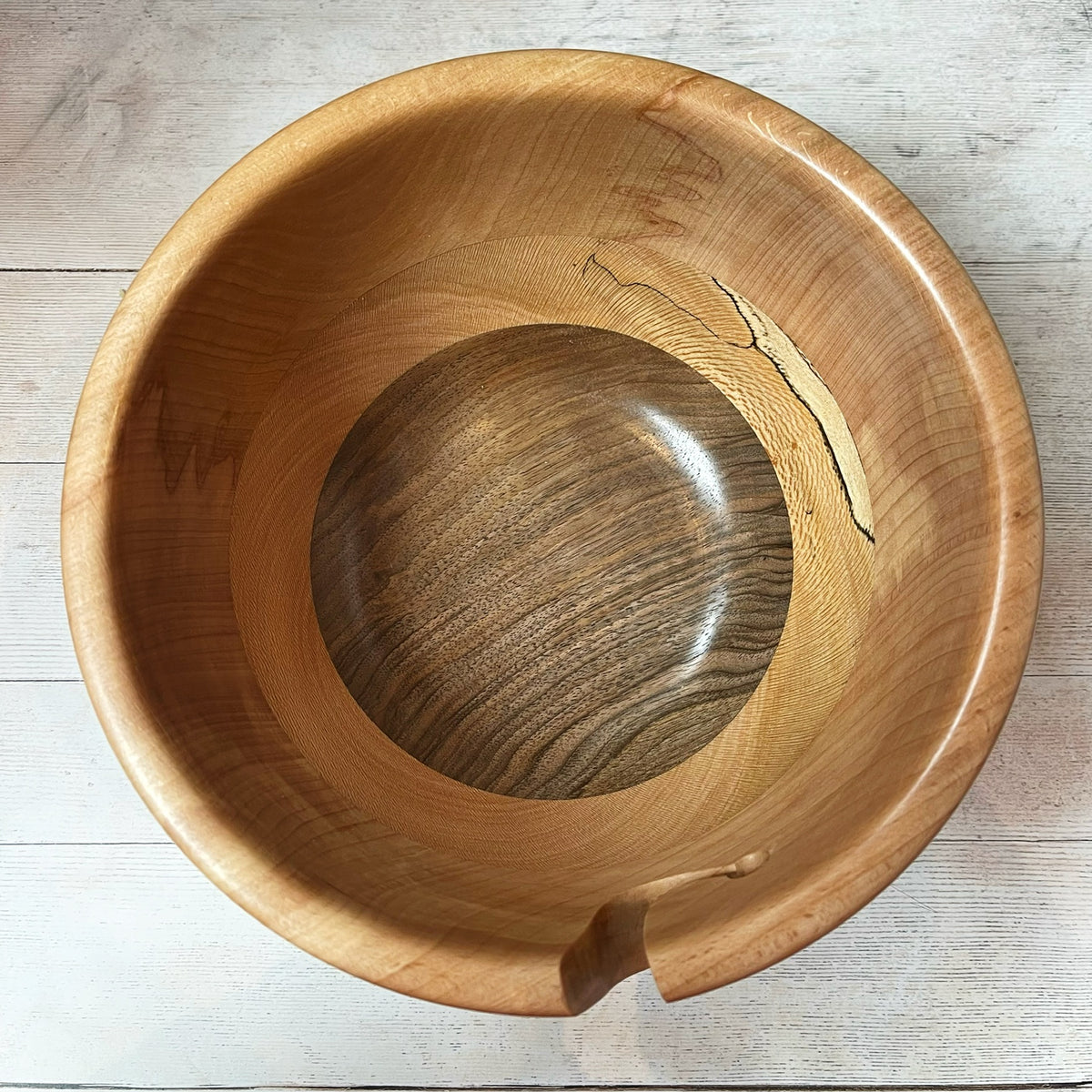 Hand Turned Yarn Bowl - Beech, London Plain &amp; Walnut tribeyarns