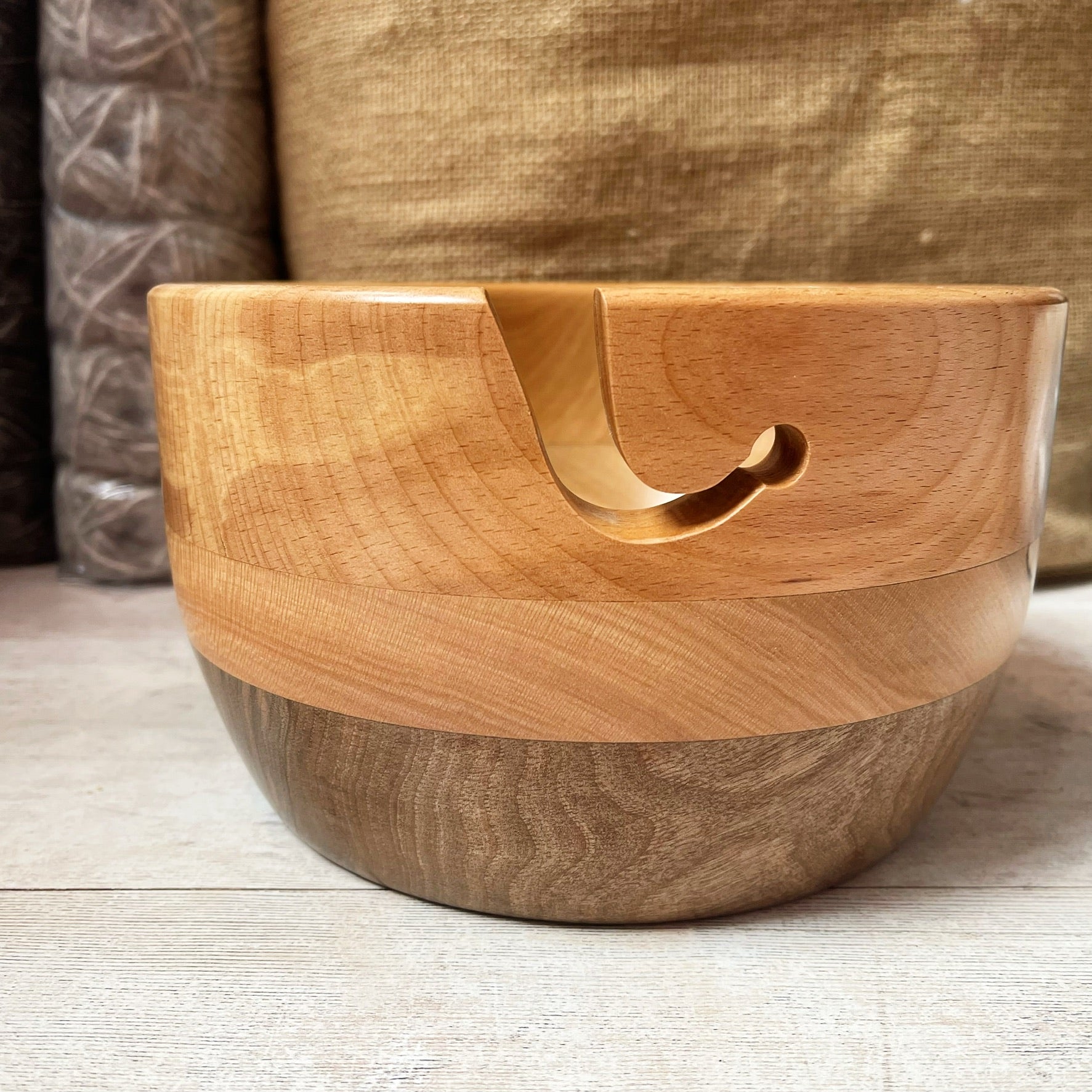 Hand Turned Yarn Bowl - Beech, London Plain & Walnut tribeyarns