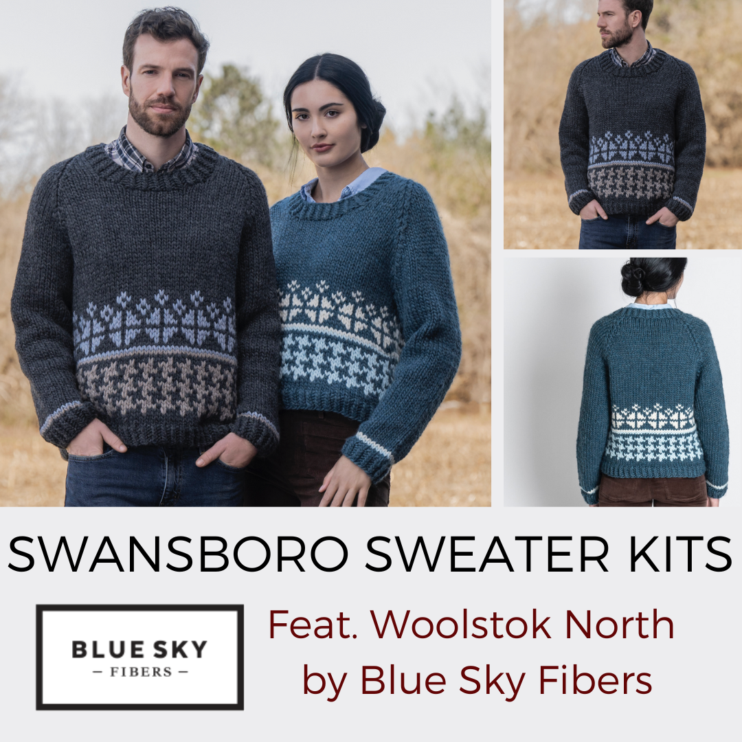 Swansboro Sweater Kit in Woolstok North Blue Sky Fibers