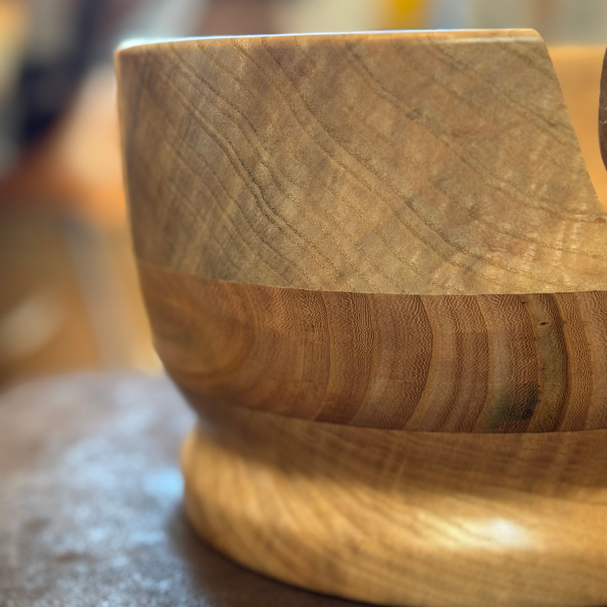 Hand Turned Yarn Bowl - Beech &amp; London Plane tribeyarns