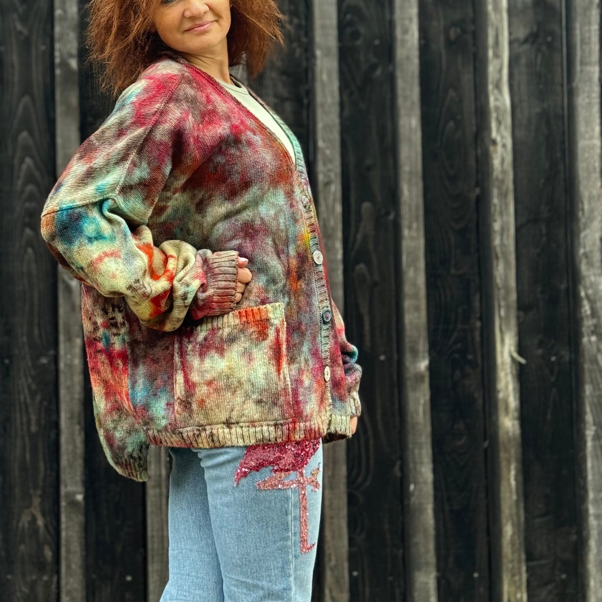 Exclusive Hand-Painted Cardigan No. L3 (Shetland Large)