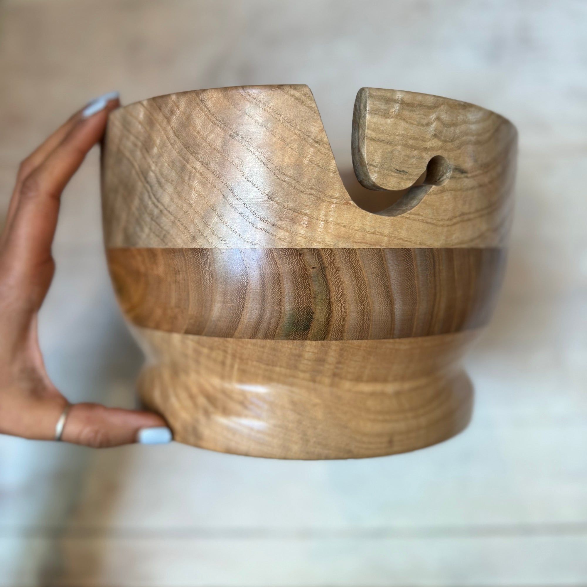 Hand Turned Yarn Bowl - Beech & London Plane tribeyarns