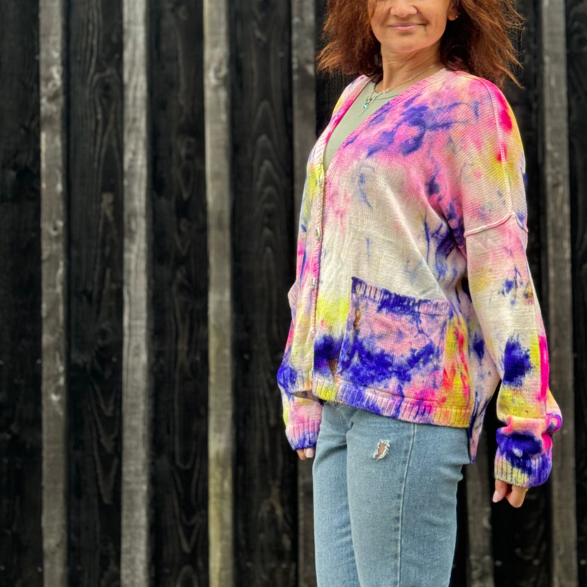 Exclusive Hand-Painted Cardigan No. L14 (Merino Large)