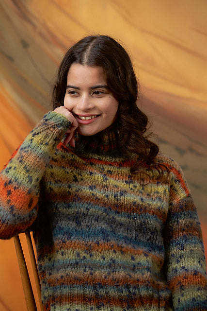 Kyra Sweater Kit in Cloud Tweed by Lang, Self-Striping