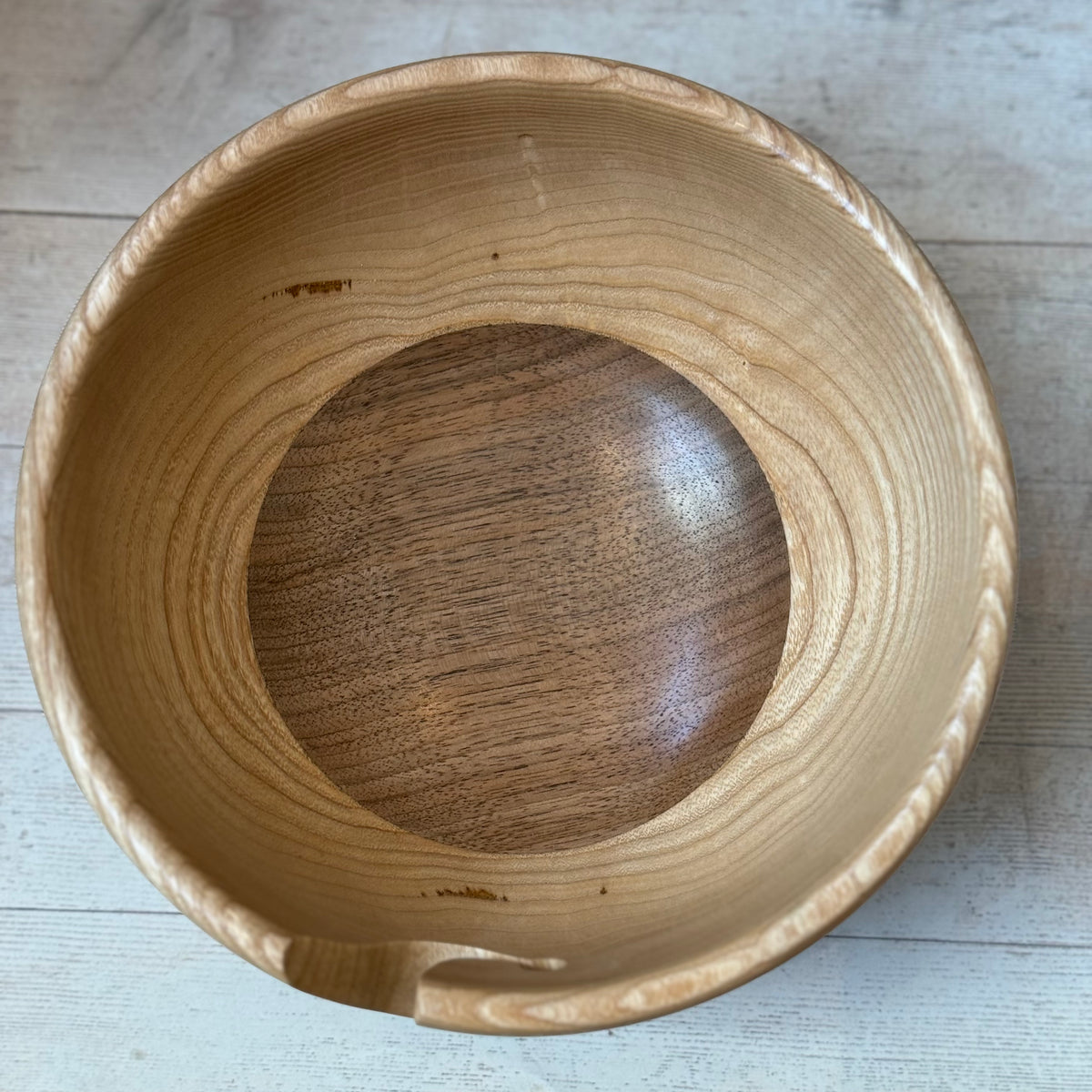 Hand Turned Yarn Bowl - Walnut &amp; Ash tribeyarns