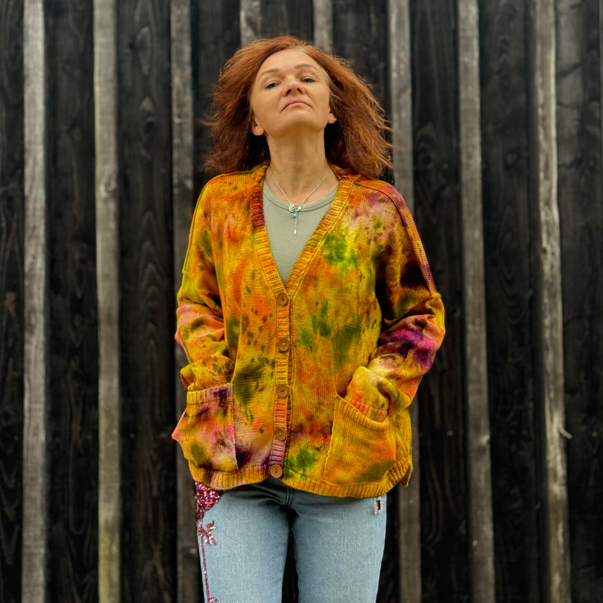 Exclusive Hand-Painted Cardigan No. L18 (Merino Large)