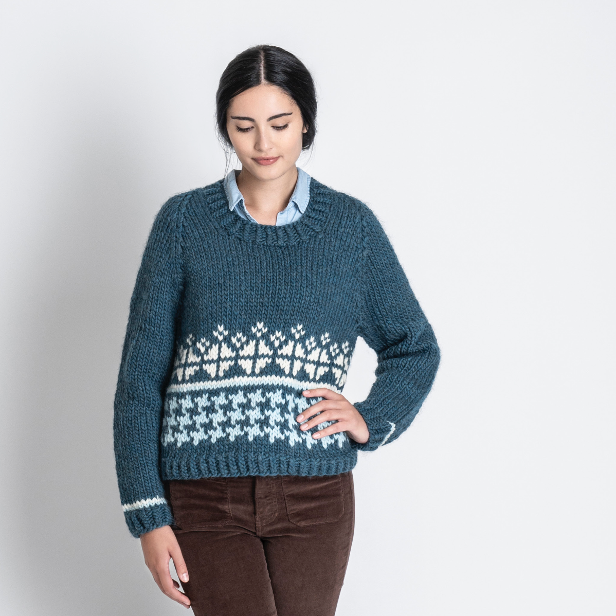 Swansboro Sweater Kit in Woolstok North Blue Sky Fibers