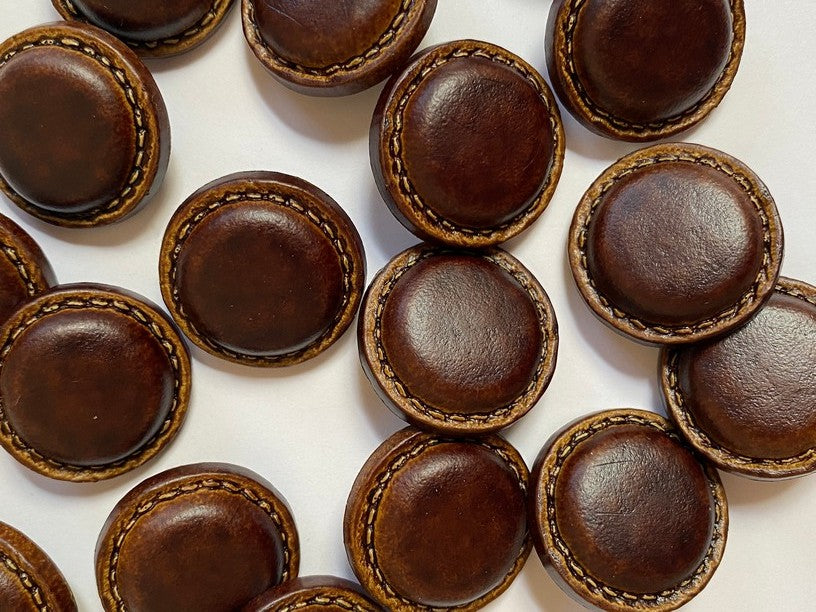 25mm - Brown Imitation Leather Button