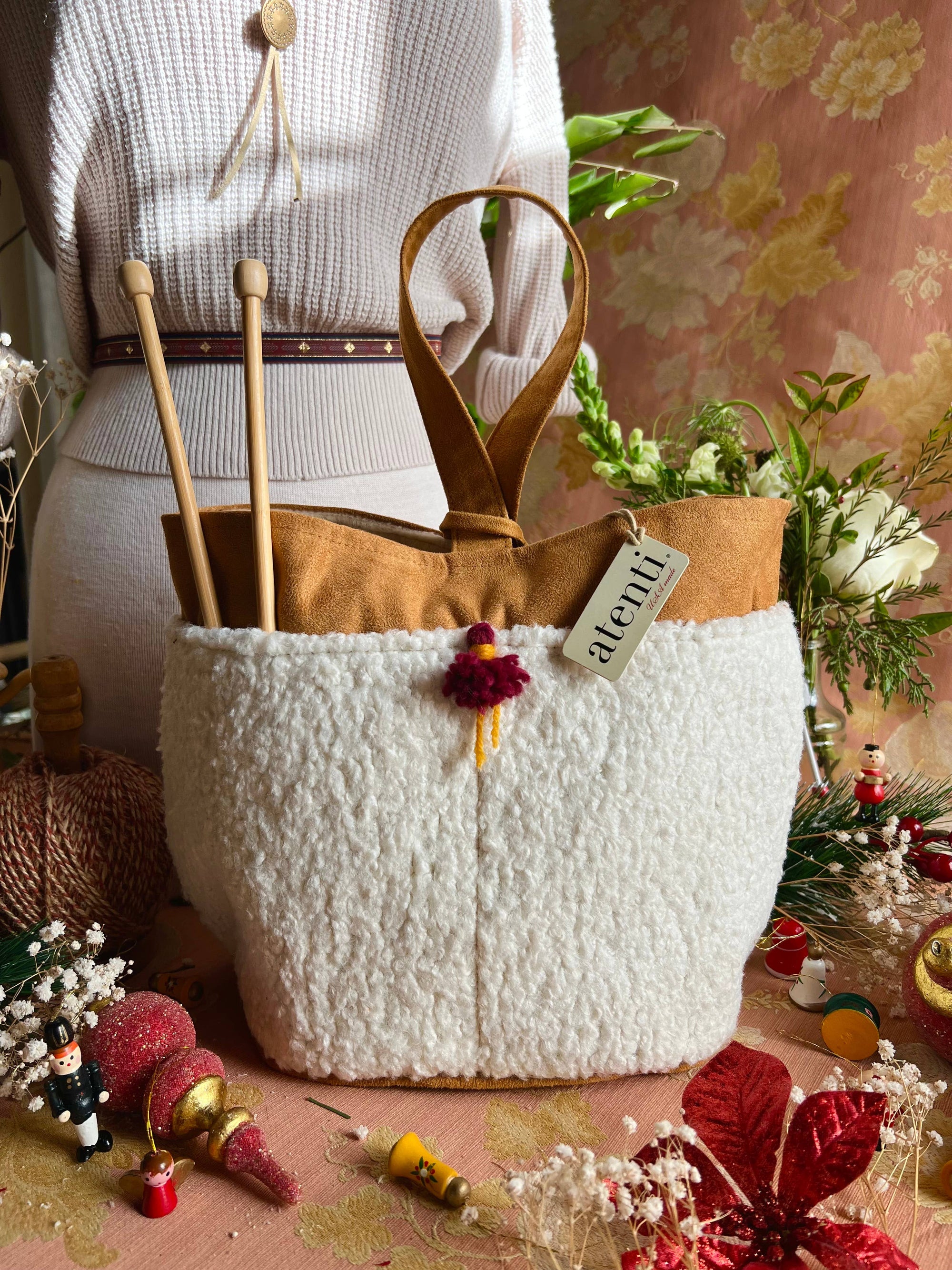 Knitting and Crochet Organizer Project Bag: Sherpa Tall Caddy Atenti