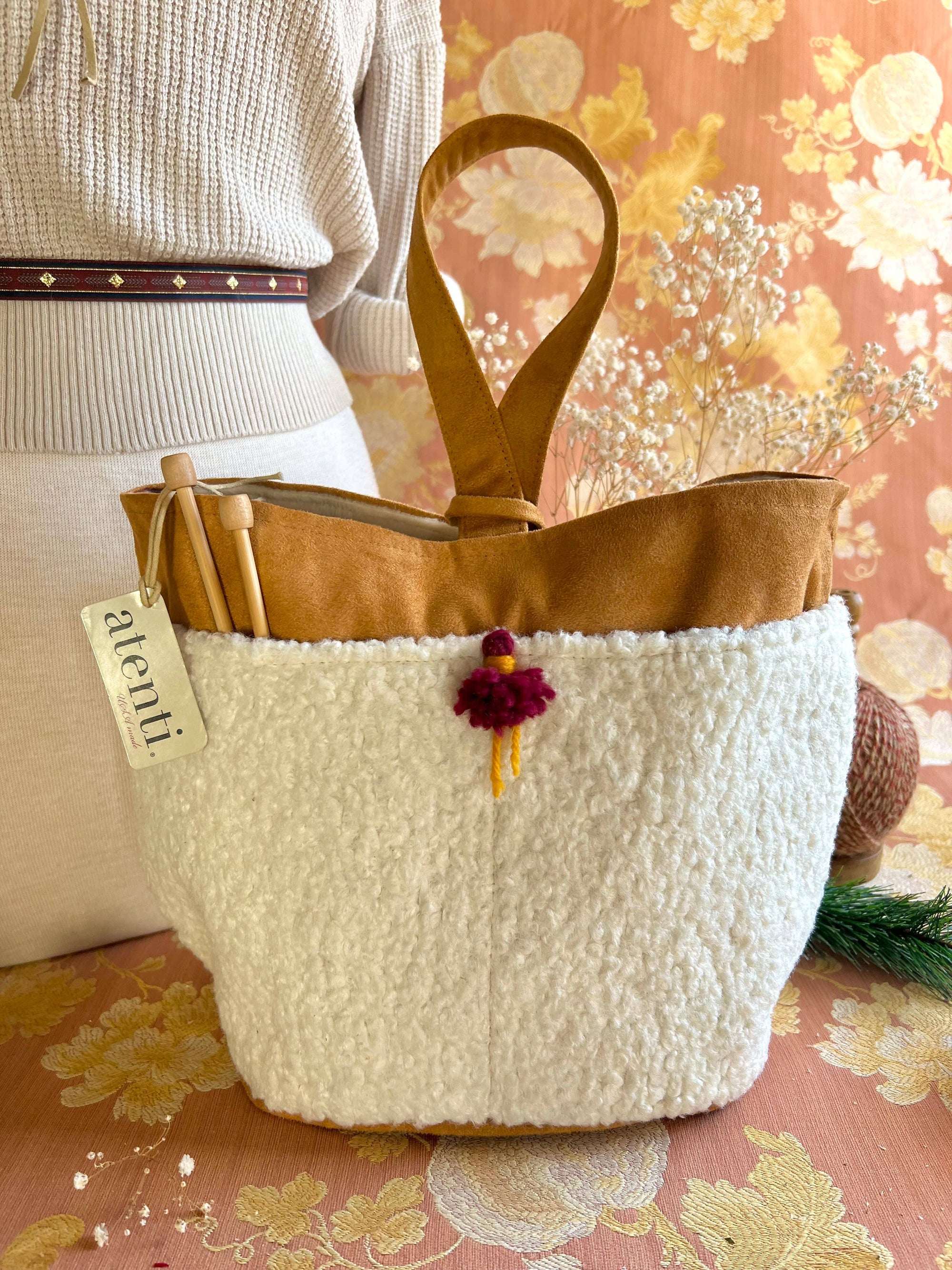 Knitting and Crochet Organizer Project Bag: Sherpa Tall Caddy Atenti