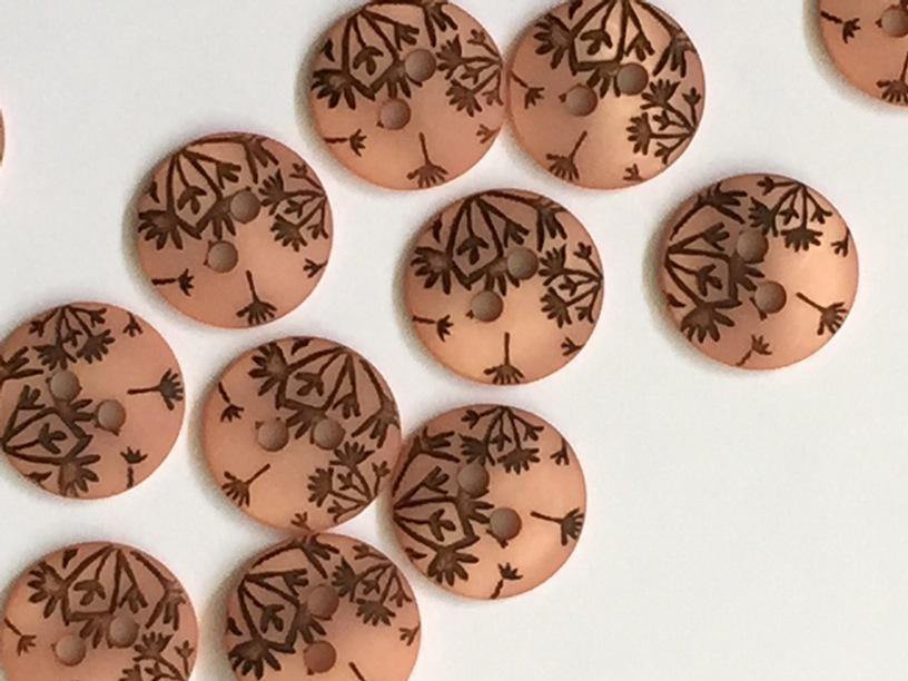 12mm - Peach with Seed Head Design TextileGarden