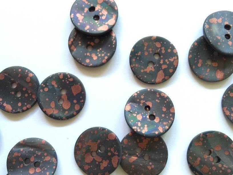 18mm - Matt Grey Brown with Metallic Copper Splats TextileGarden