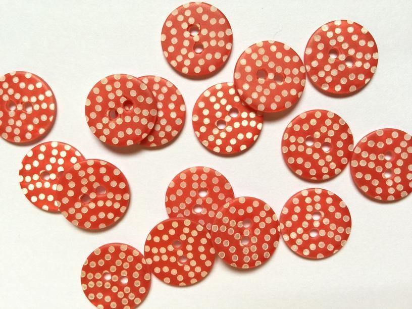 18mm - Matt Red with Dots TextileGarden