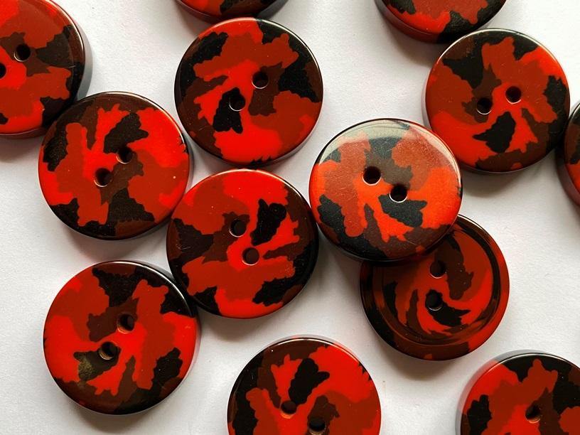 22mm - Glossy Orange Camouflage Buttons TextileGarden