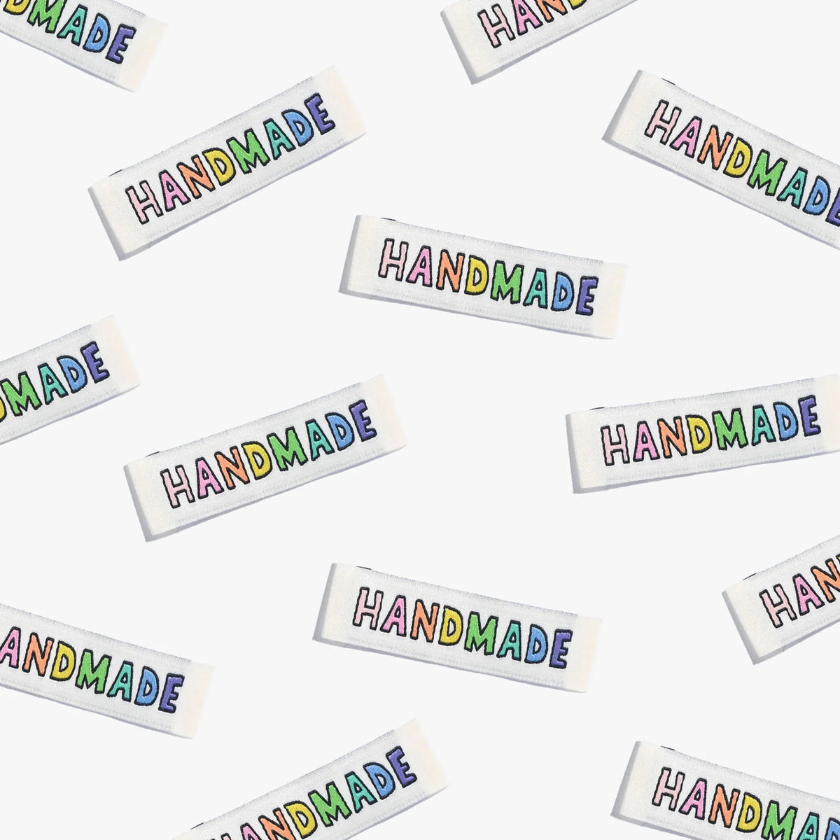 &quot;Handmade&quot; Rainbow Woven Labels 6 Pack Kylie and the Machine