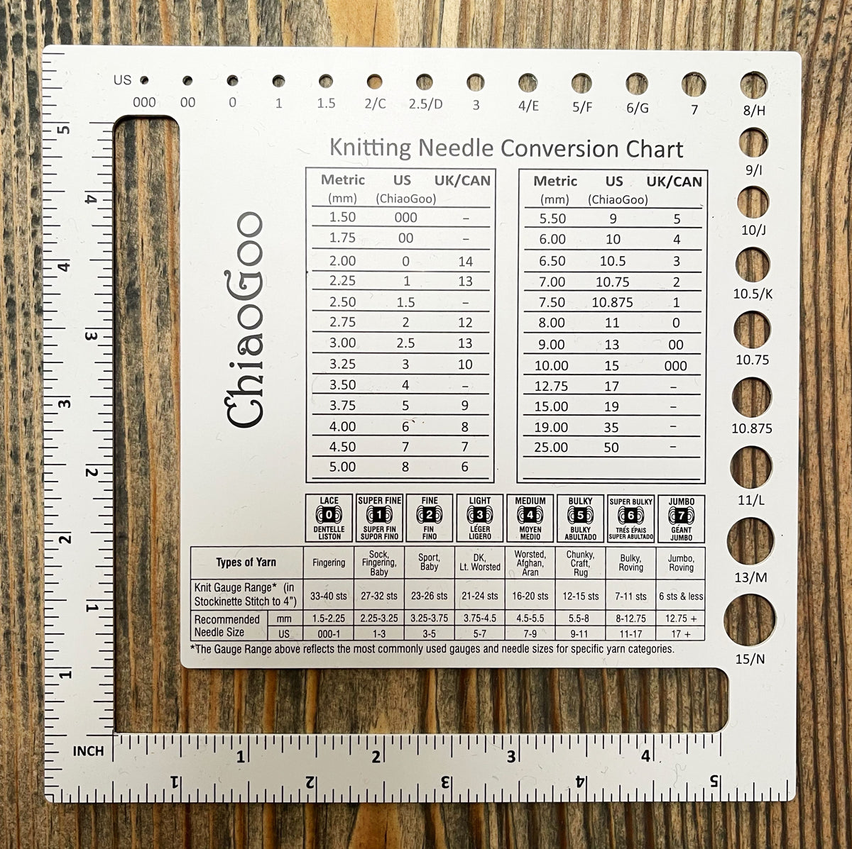 ChiaoGoo Swatch &amp; Needle Gauge ChiaoGoo