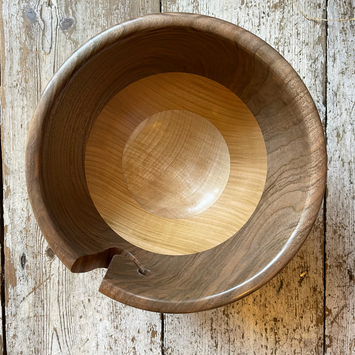 Hand Turned Yarn Bowl - Walnut, Cherry &amp; Sycamore tribeyarns