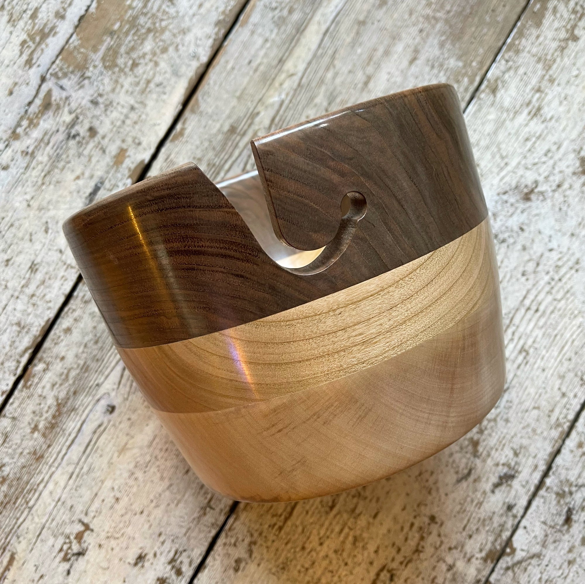 Hand Turned Yarn Bowl - Walnut, Cherry & Sycamore tribeyarns