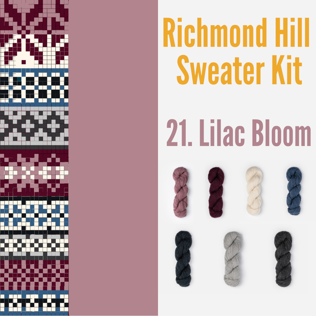 Richmond Hill Sweater Kit 21 - Lilac Bloom Blue Sky Fibers