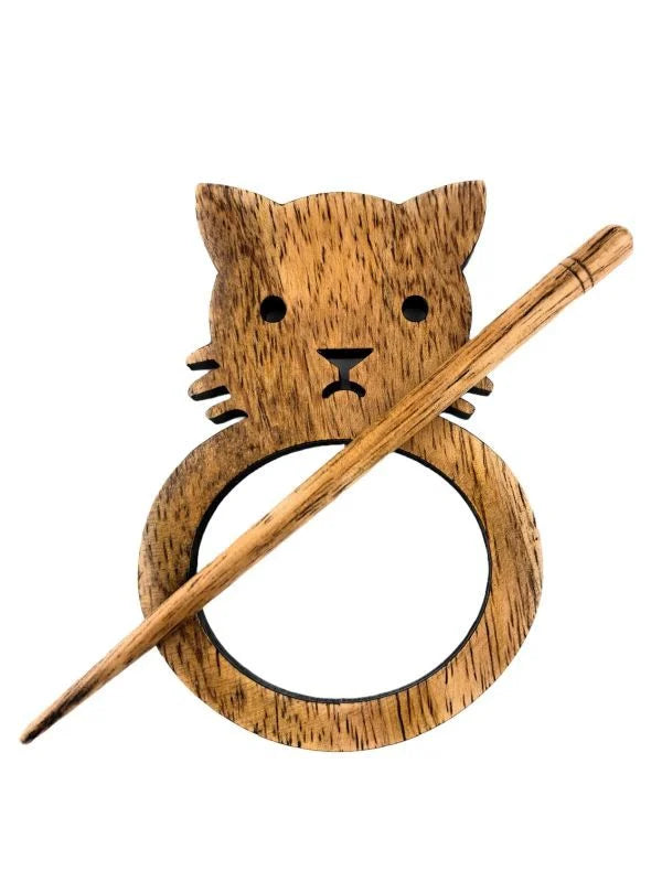 LYKKE Wooden Shawl Pins - Cat LYKKE