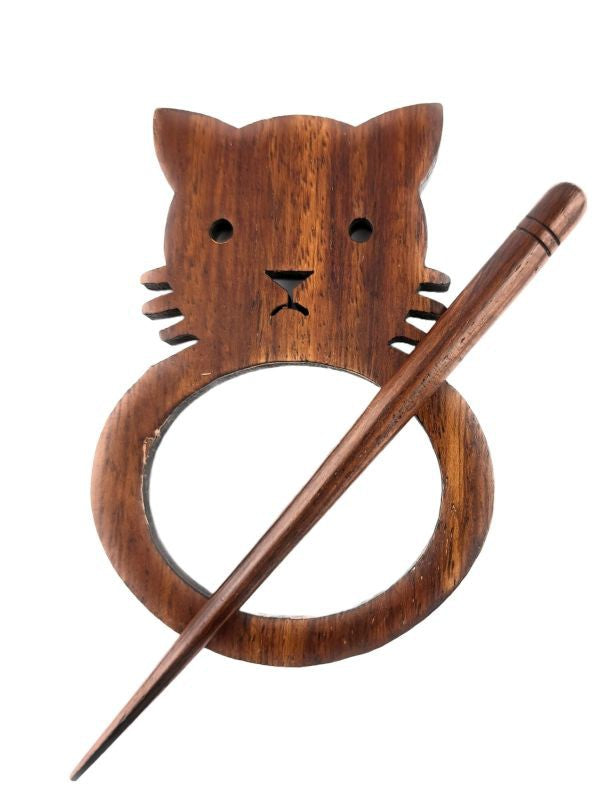 LYKKE Wooden Shawl Pins - Cat LYKKE