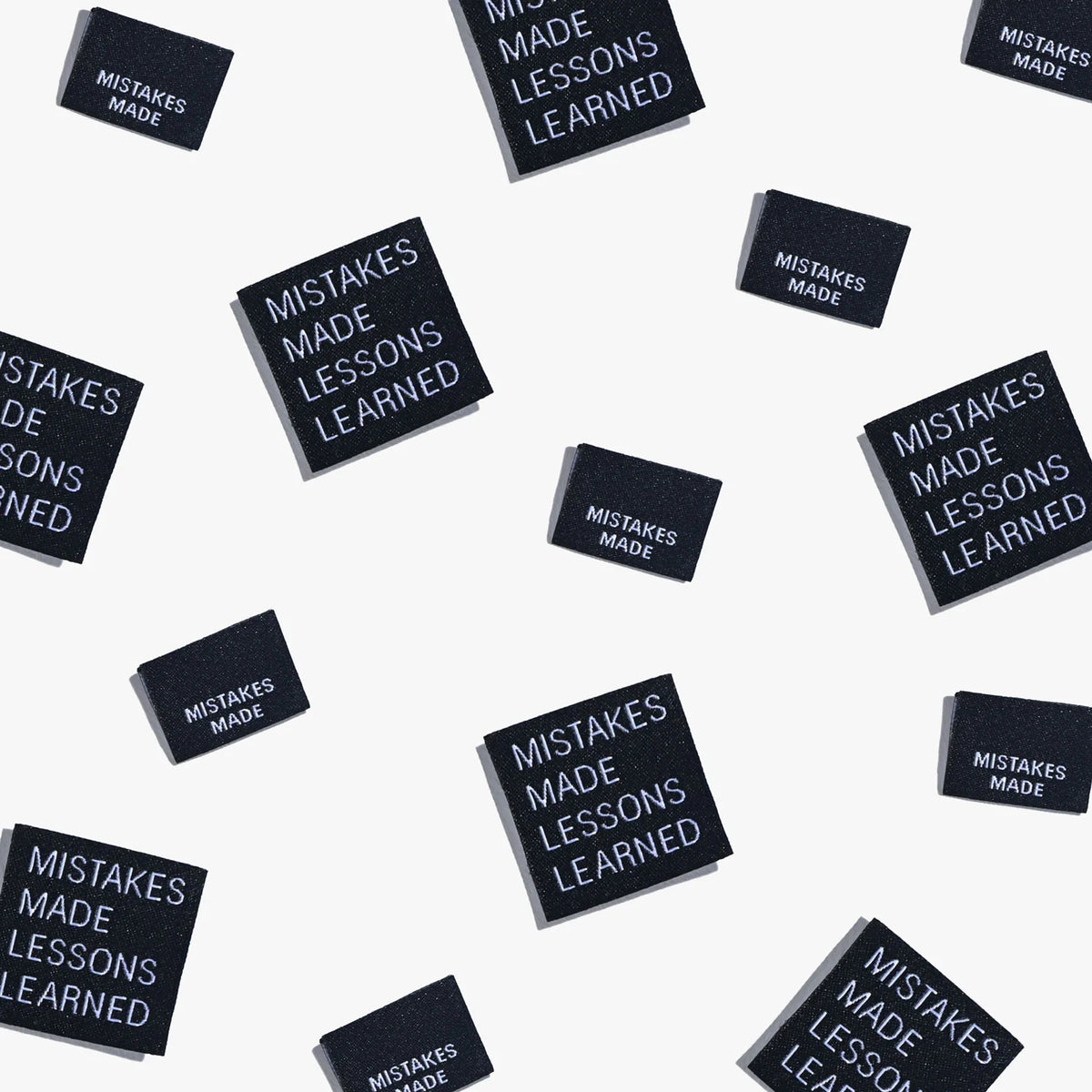 &quot;Mistakes Made Lessons Learned&quot; Woven Labels 6 Pack Kylie and the Machine