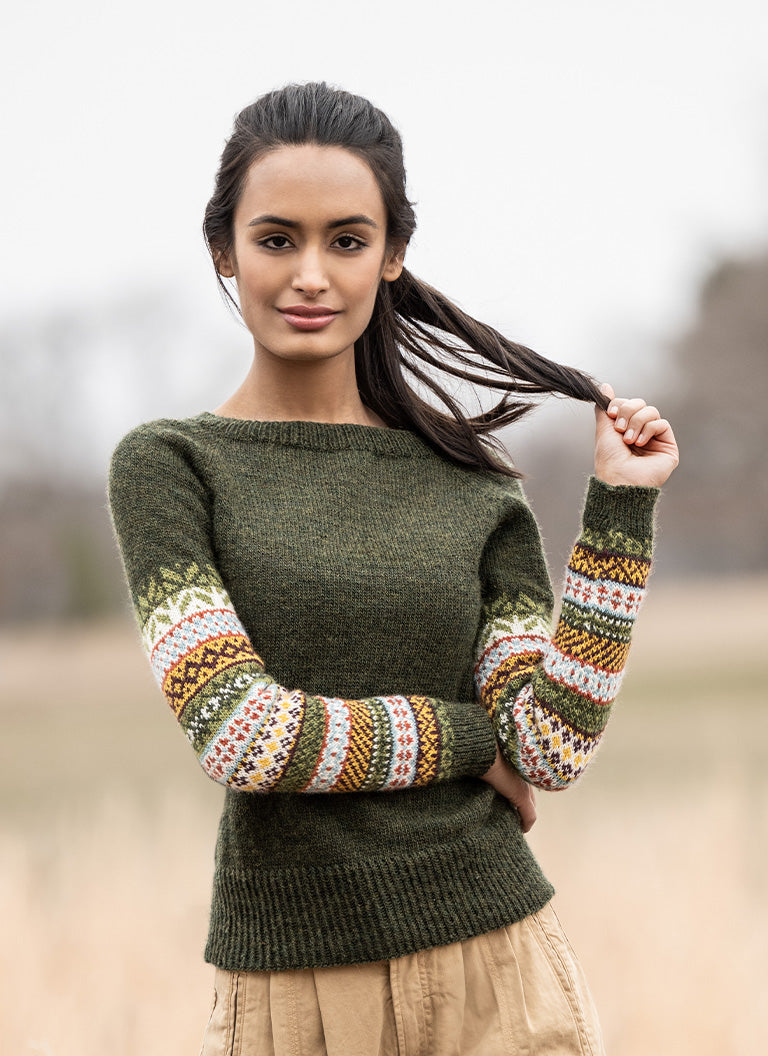 Richmond Hill Sweater Kit 8 - Earth Ivy Blue Sky Fibers