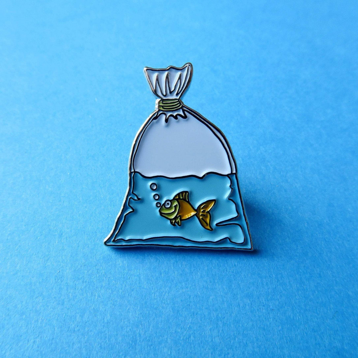 Gold Fish in a Bag Enamel Pin Hartiful