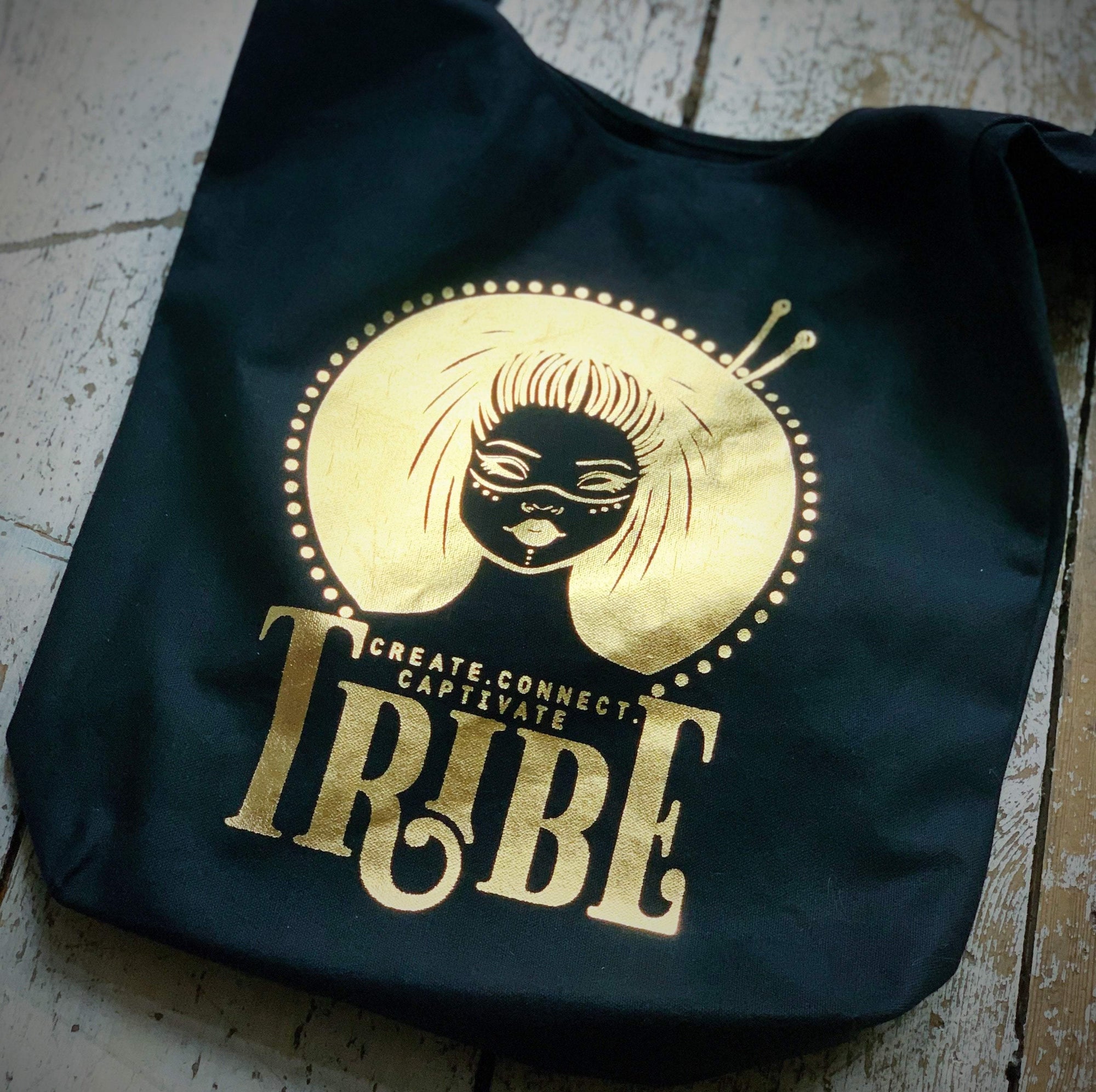 Limited Edition BLACK & FOIL Tribe Canvas Sling Bag tribeyarns