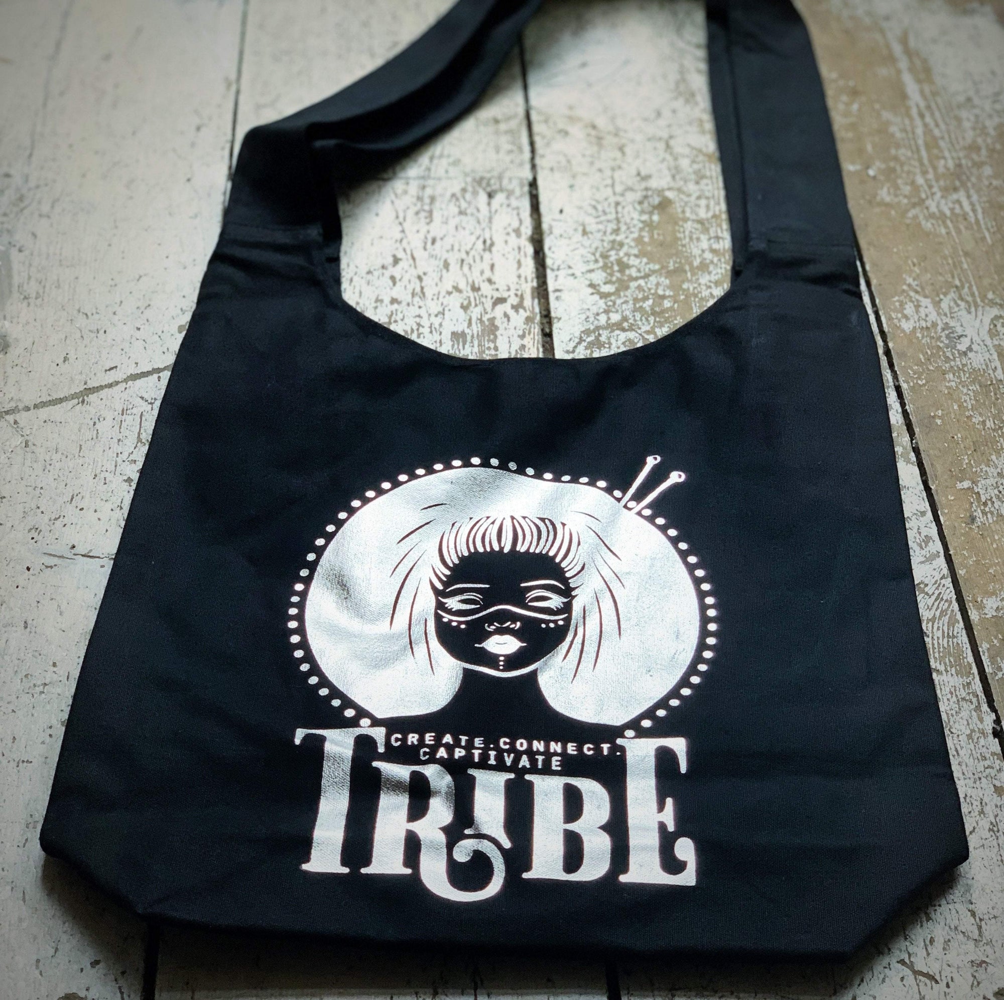 Limited Edition BLACK & FOIL Tribe Canvas Sling Bag tribeyarns