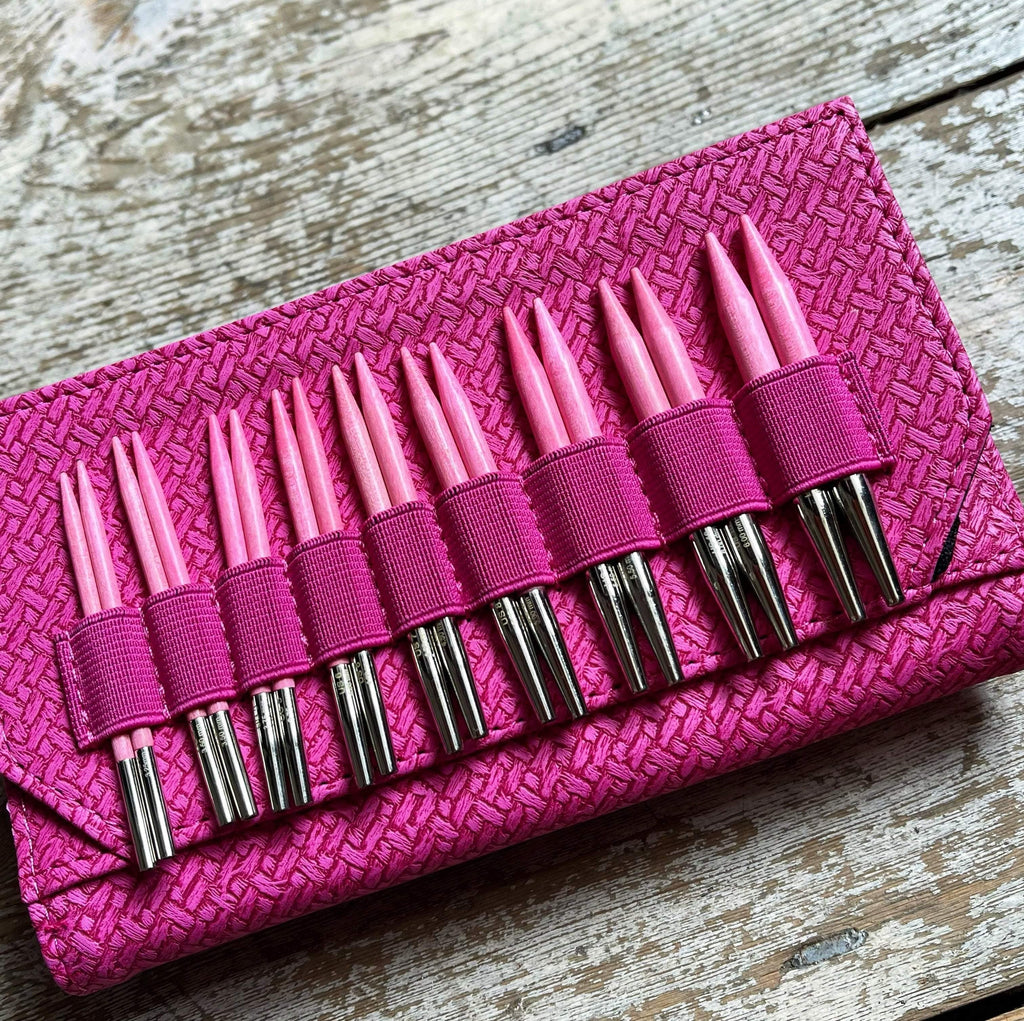 Lykke Blush Interchangeable 5 Needle Set Magenta Basketweave