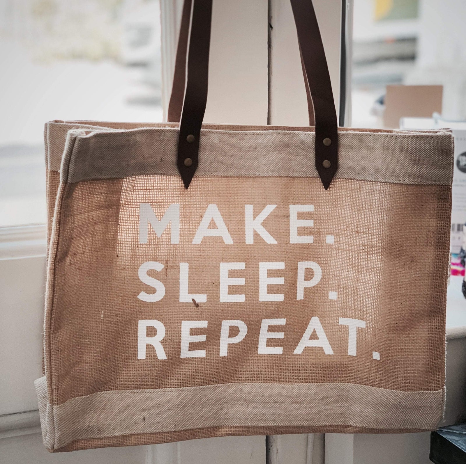 Make Sleep Repeat Tote Bag tribeyarns