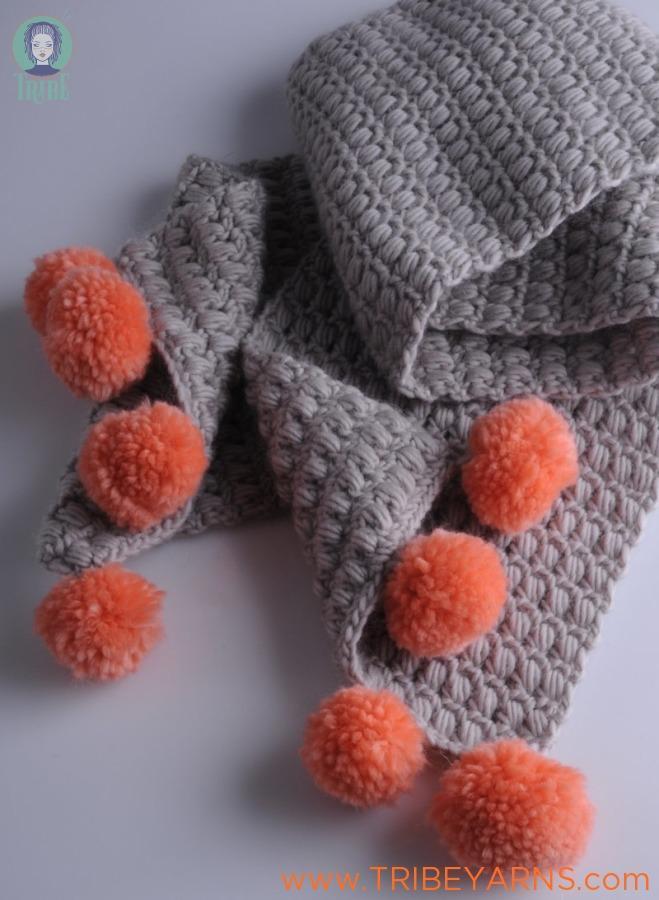 Pompom Scarf CROCHET Pattern Mrs Moon