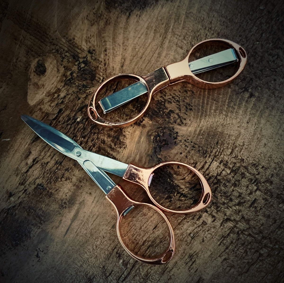 Rose Gold Folding Scissors tribeyarns