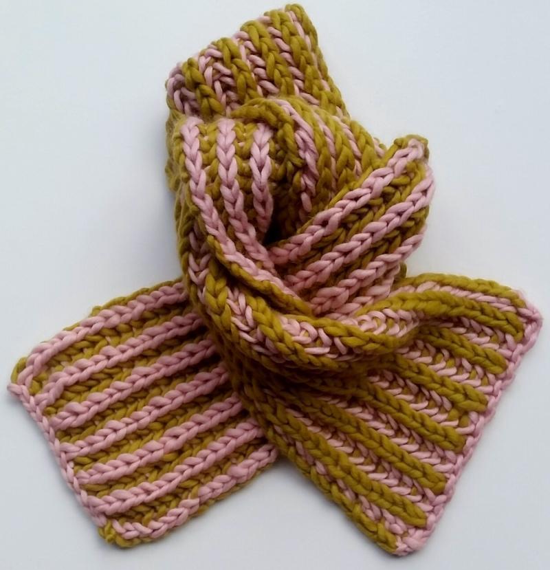 Two Colour Brioche Scarf Pattern Mrs Moon