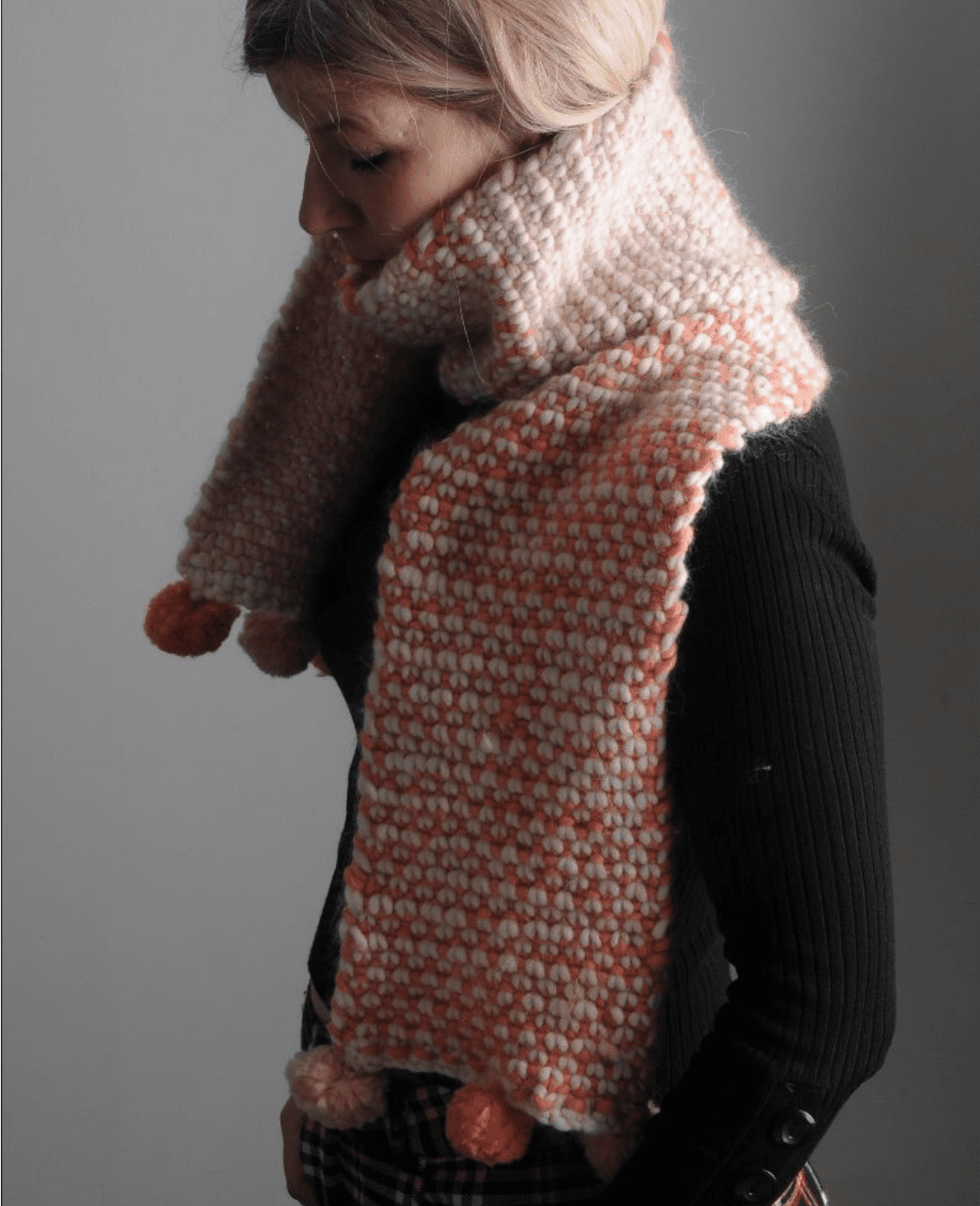 Two Colour Moss Stitch Scarf Pattern Mrs Moon